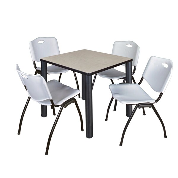 Kee Kee Square Table & Chair Set, Wood, Metal, Plastic Top, Maple TB3030PLBPBK47GY - main